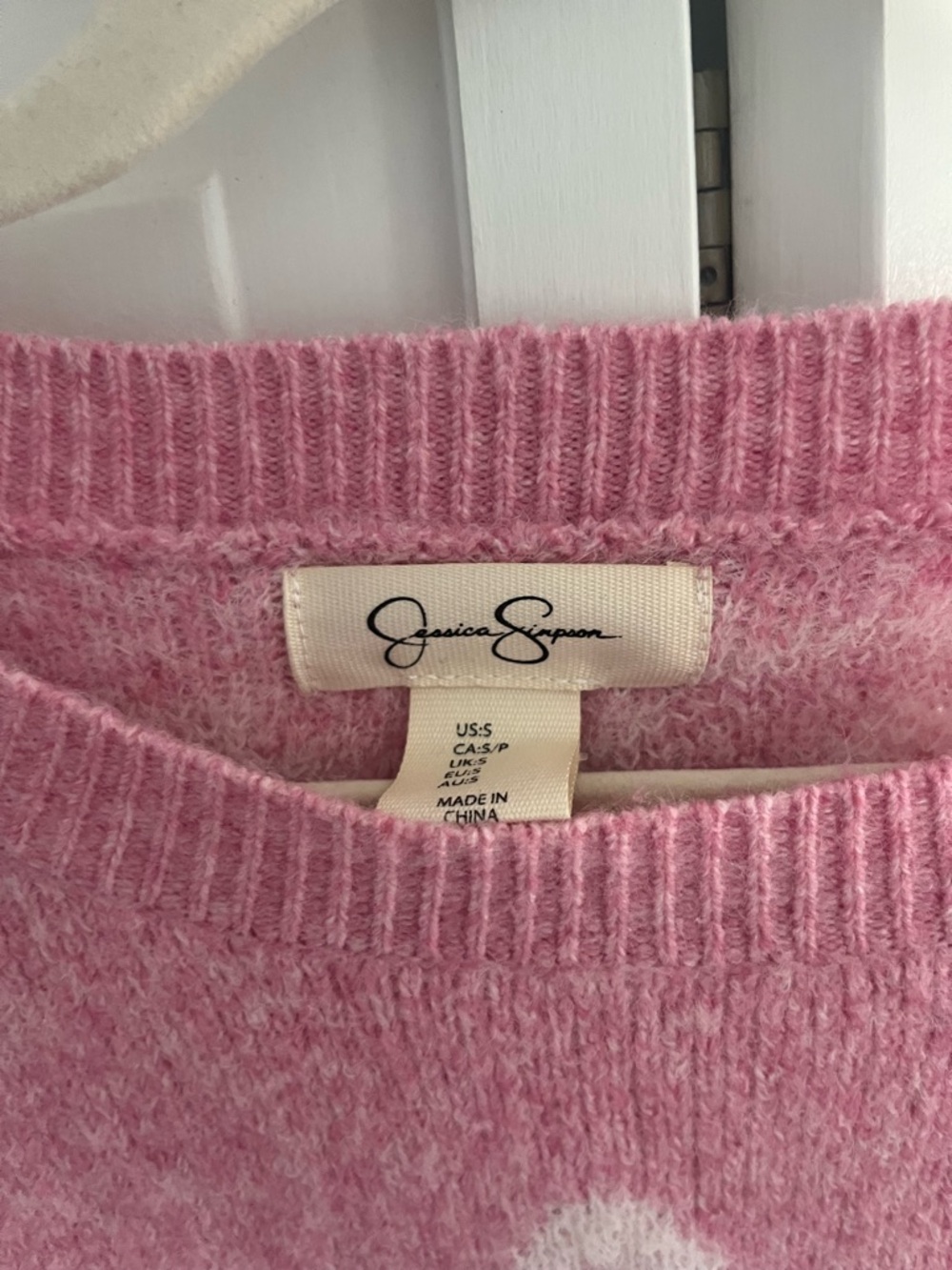 Jessica Simpson Pink and White Bow Crewneck Sweater - Picture 2 of 2